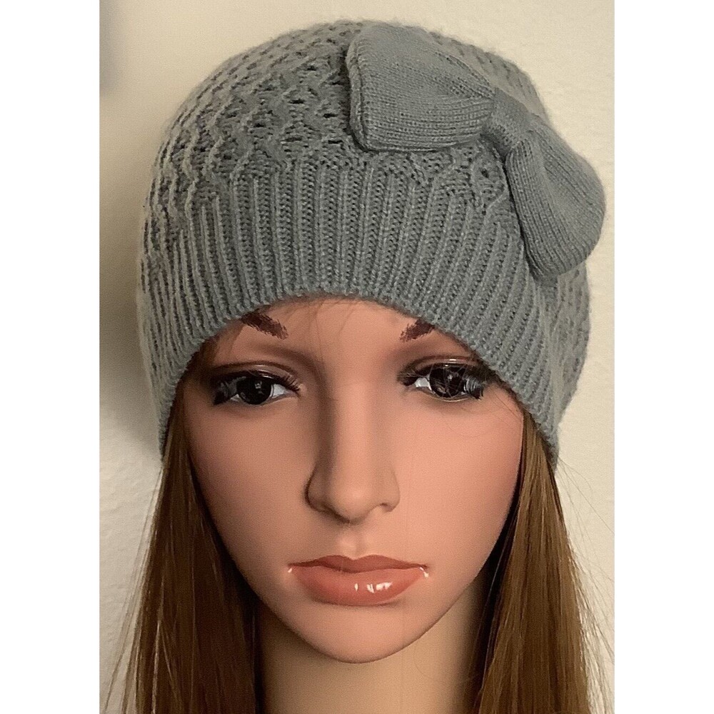 Charlotte Russe Gray Knit Hat with Bow
